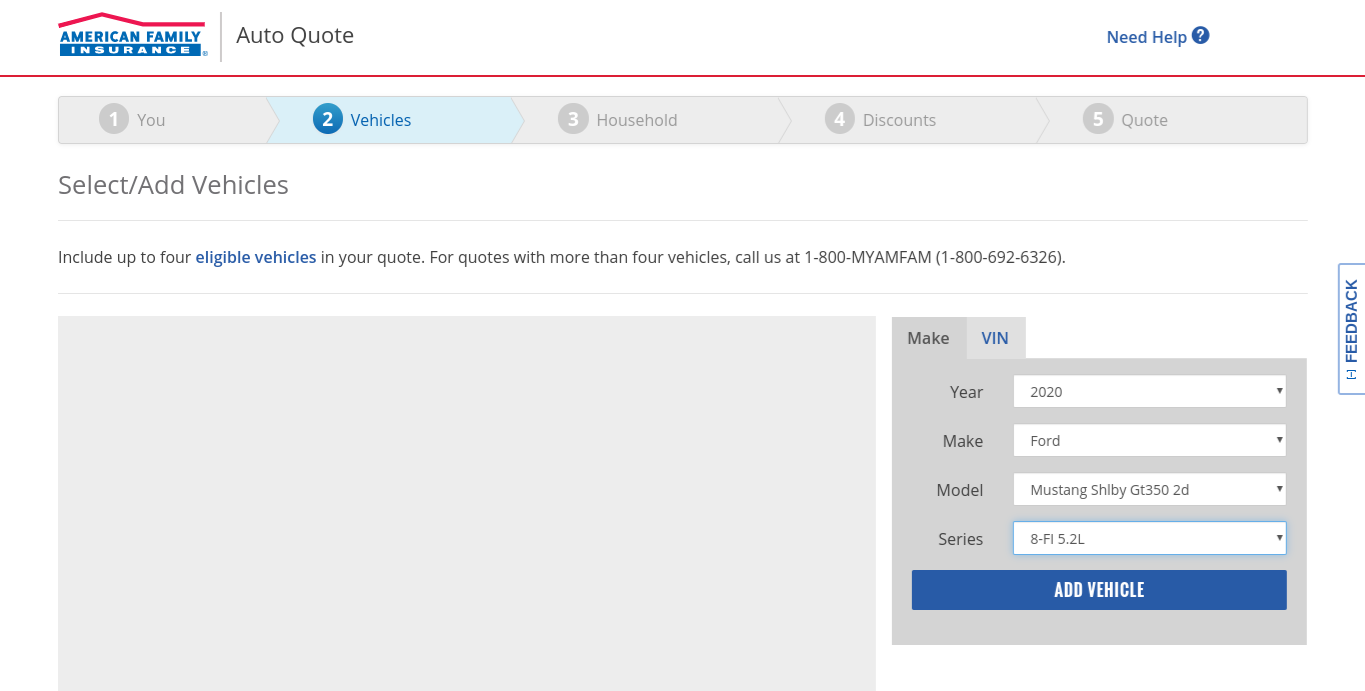 American Family 2019 Get a Quote 4.1 Vehicle Info